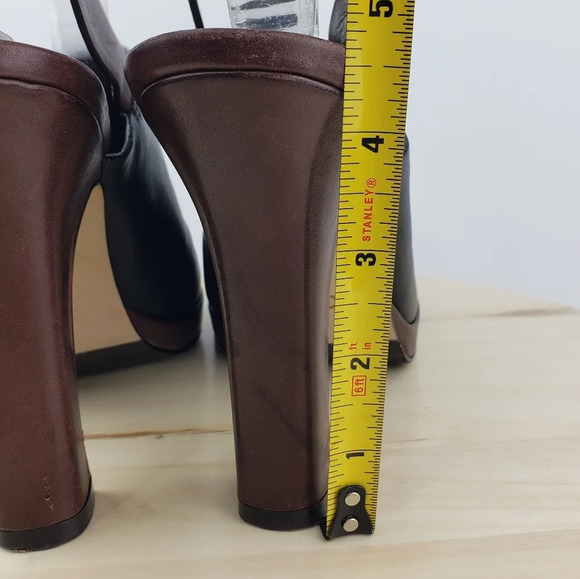 Cole Haan Sandal Size 8.5 Leather Platform Peep Toe Mule Heel Shoes Slingback - Picture 9 of 16
